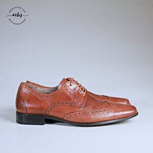 Stacy Adams Garrison Leather Wing Tip Oxfords Brown Men 9.5